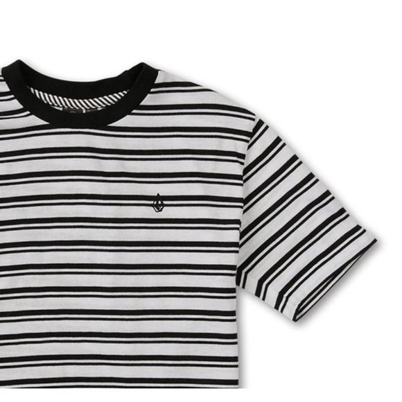 Volcom Party Pack Black White Stripe Short Sleeve T-Shirt Girls Size Medium 8 10 - Picture 2 of 4